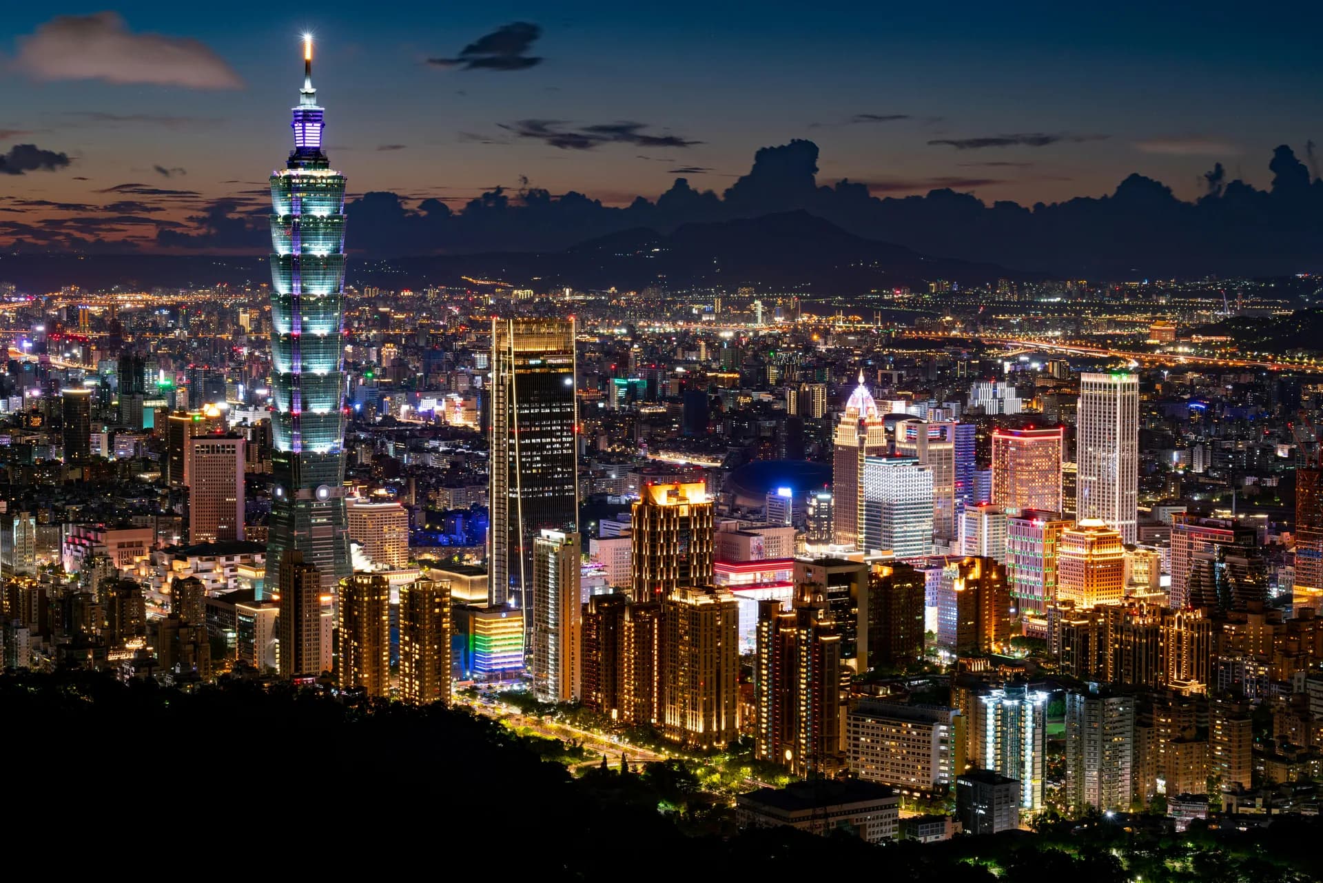 Taipei skyline at dusk