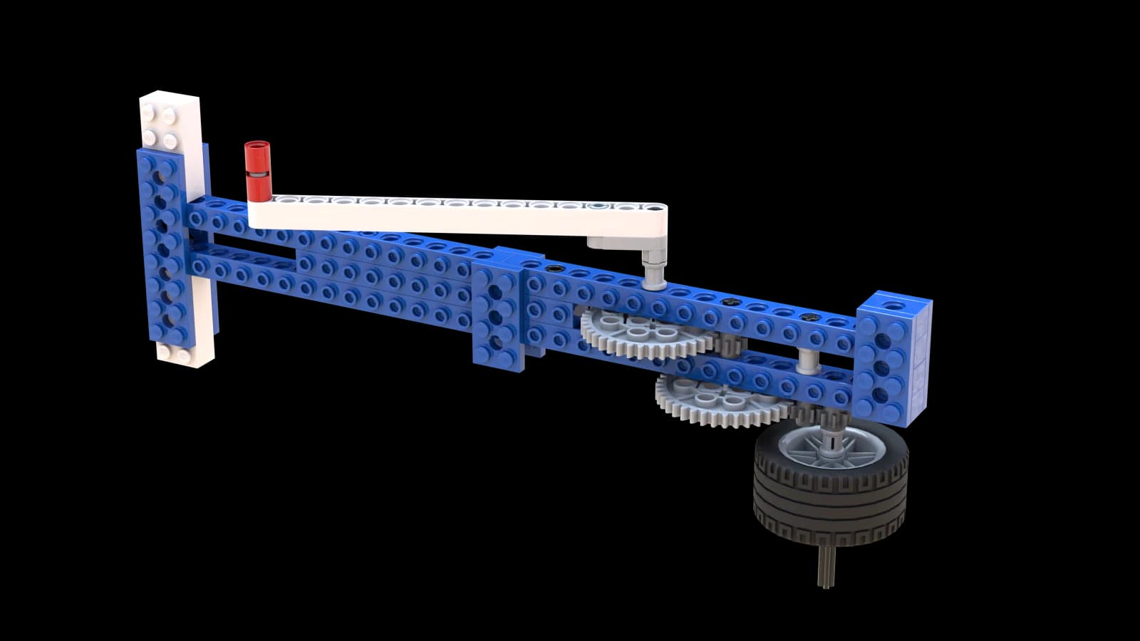 可看見齒輪的藍色 LEGO 陀螺發射器