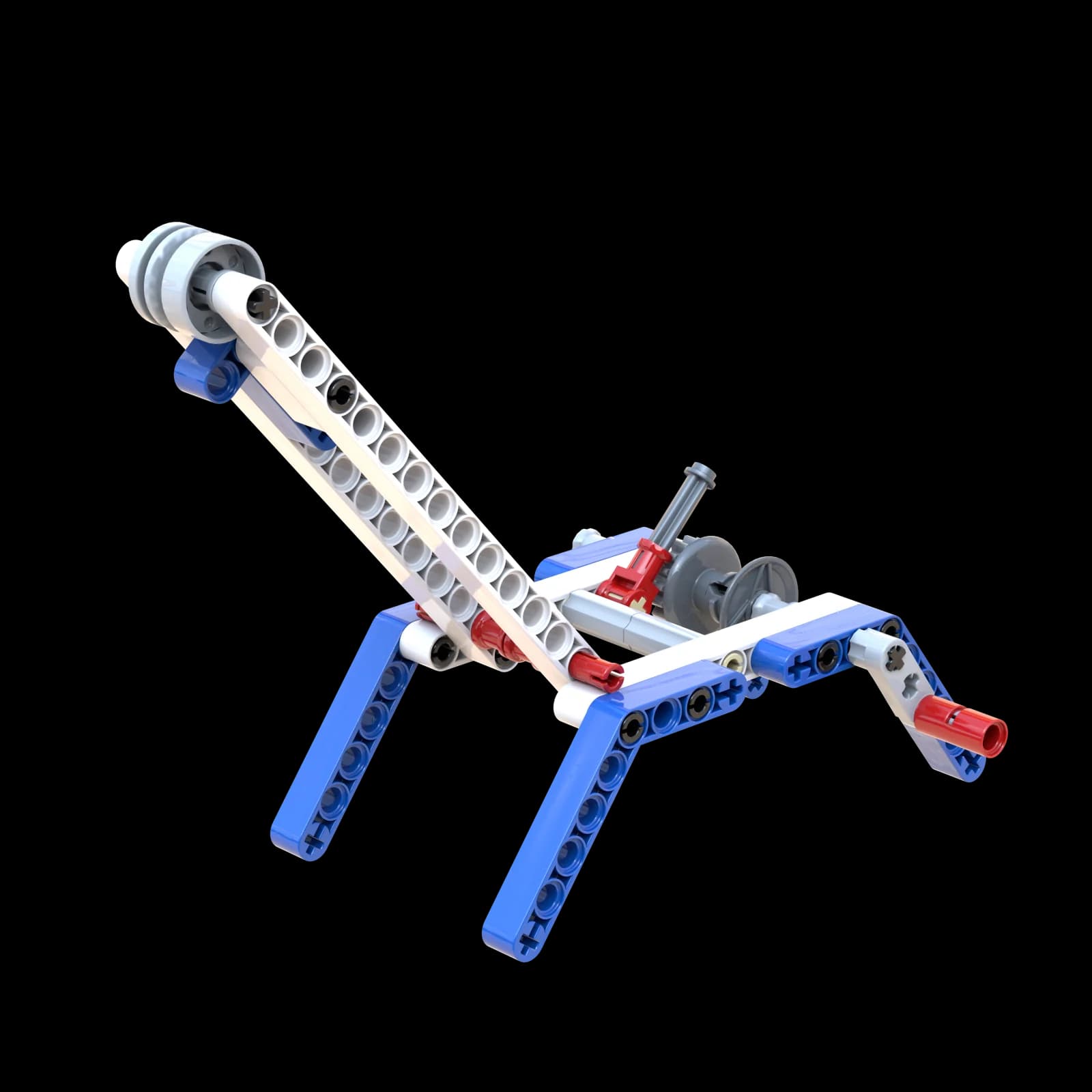 具有滑輪吊臂的藍白色 LEGO 起重機