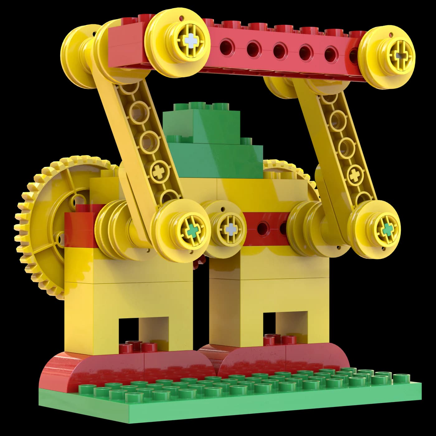 Official LEGO Swing model with connected gears and a moving seat