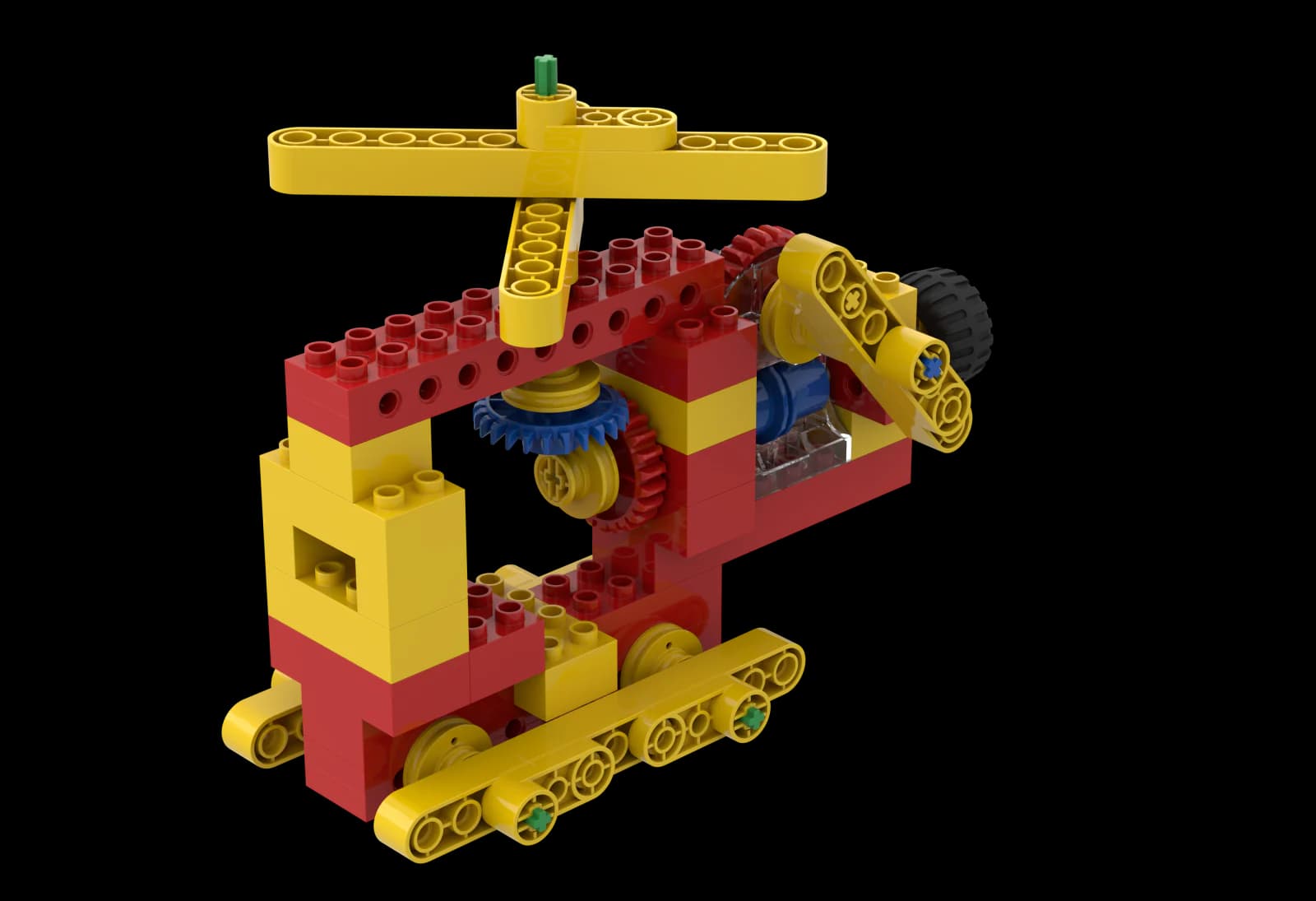 Official LEGO Helicopter model with visible gears and rotors