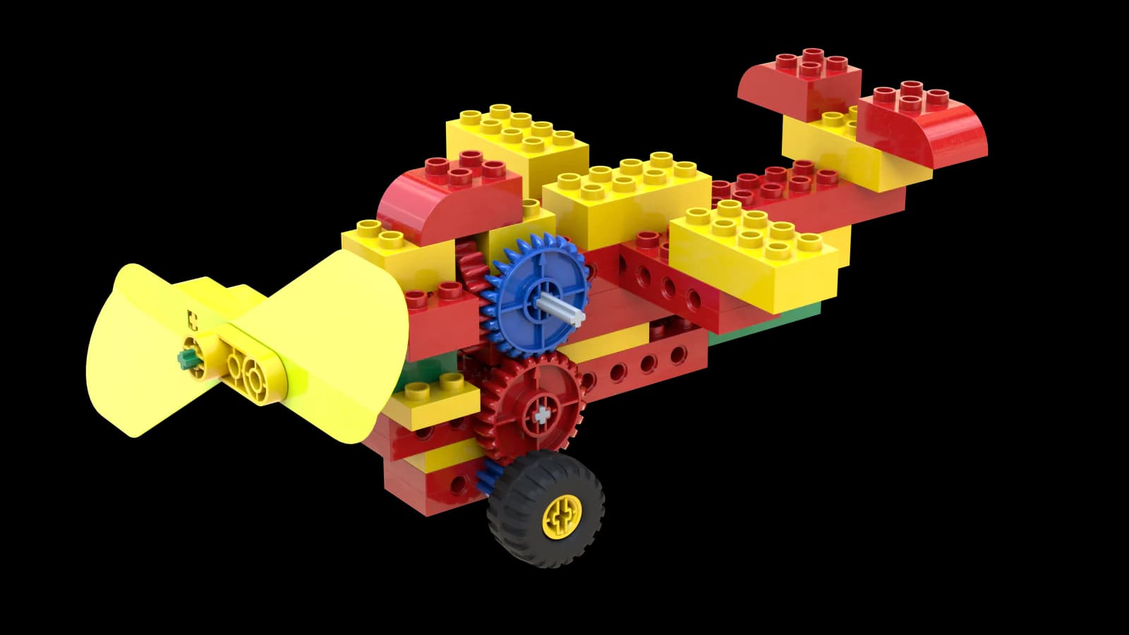 Official LEGO Plane model with a yellow propeller