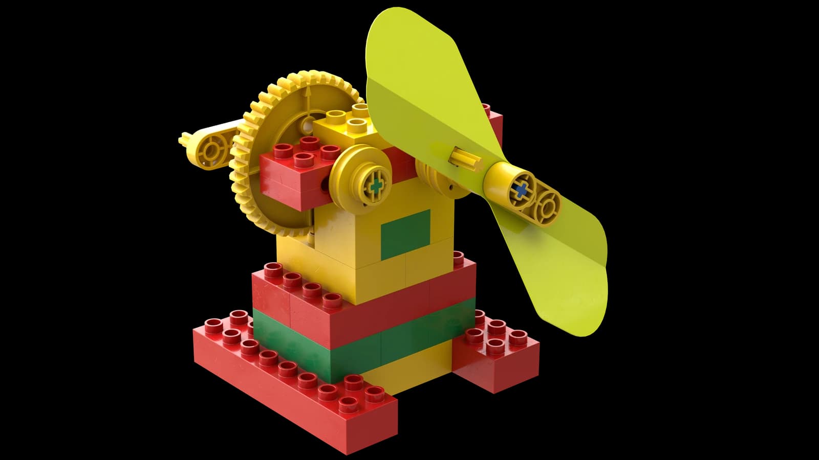 LEGO Fan model with gears and spinning blades