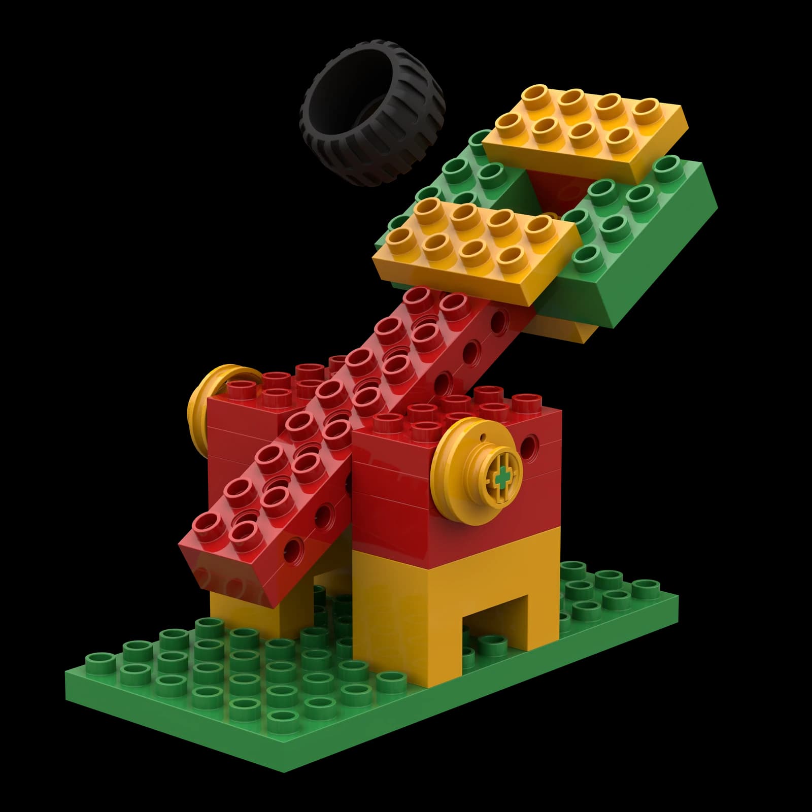 LEGO Catapult model with a pivoting launch arm