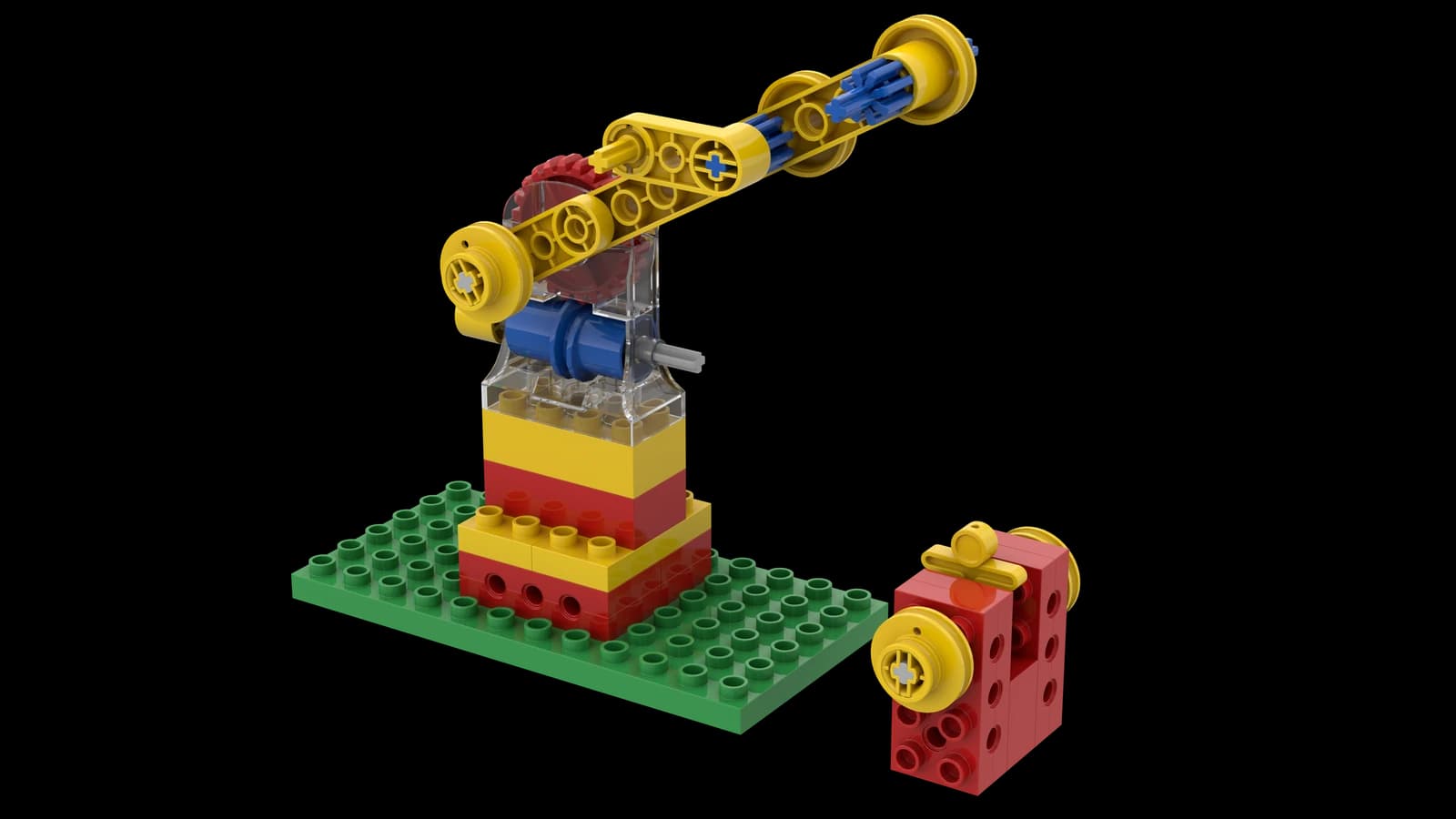 LEGO Crane model with a lifting arm and hook